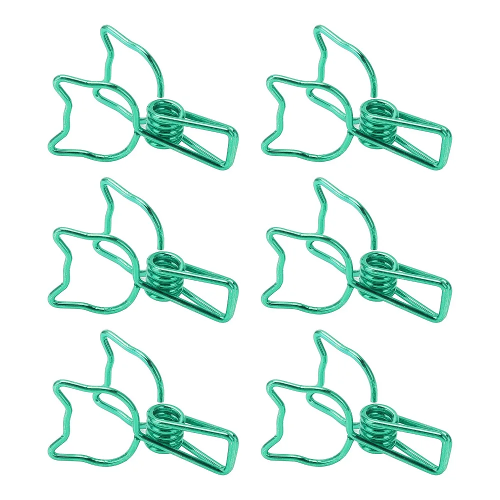 

100 шт. зеленых/красных зажимов-биндеров в форме котенка, прочные зажимы для бумаг в форме кошки, полые гальванизированные зажимы-биндеры