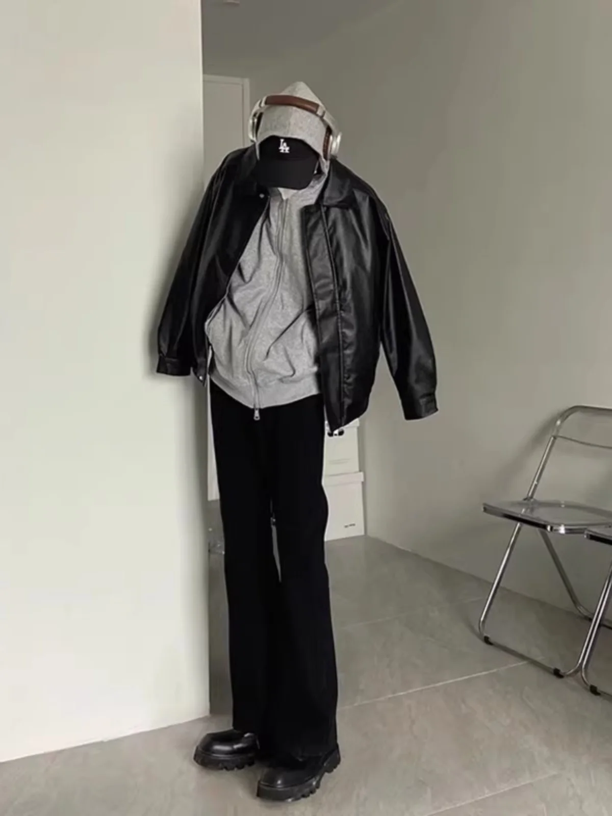 

Bla Straight Leg Men's Trousers Autumn Winter Fce Lined Slim Fit Long Legging Pants Cool Sle Casual Faion