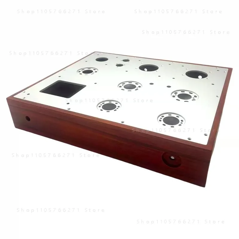 Professional custom bile machine mahogany chassis front stage Class A power amplifier wood chassis aluminum plate opening