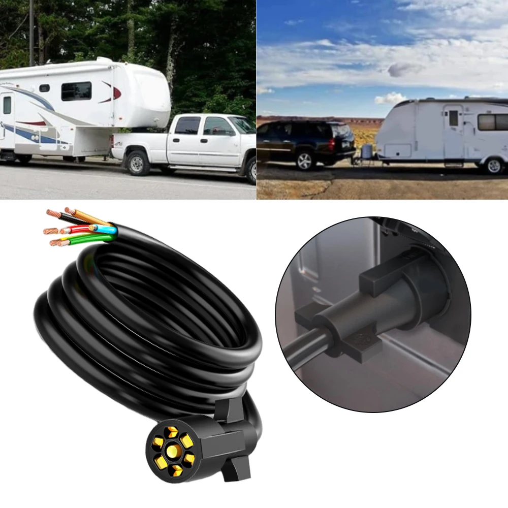 7 Pin 12V Trailer Socket Cable Towbar Towing Converter For Trailers Vans USA 7-Pin Plug Socket  Adapter Protector Connections