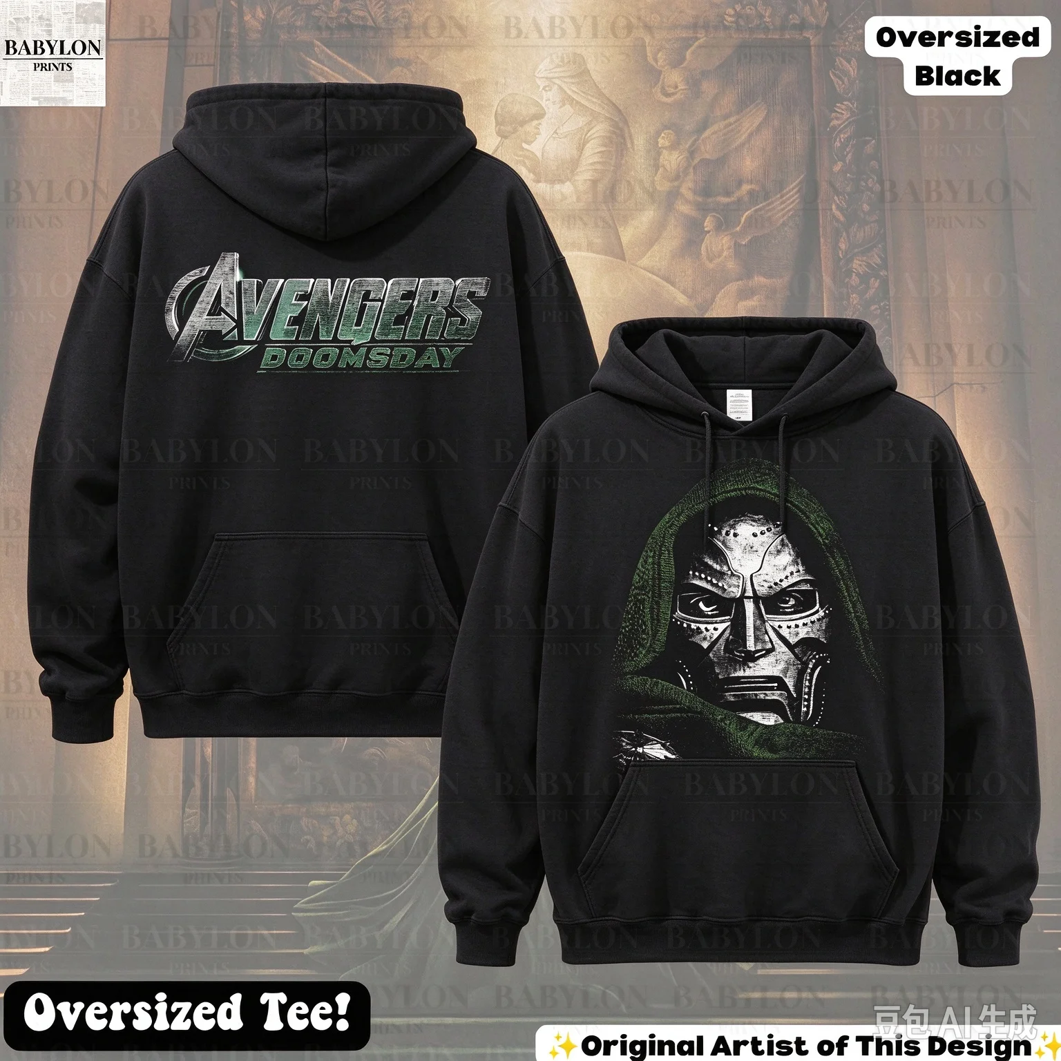 Doctor Doom Double Sided Hoodie Men Women, Avengers Doomsday Graphic Print Pullover Hooded Sweatshirt Fan Gift