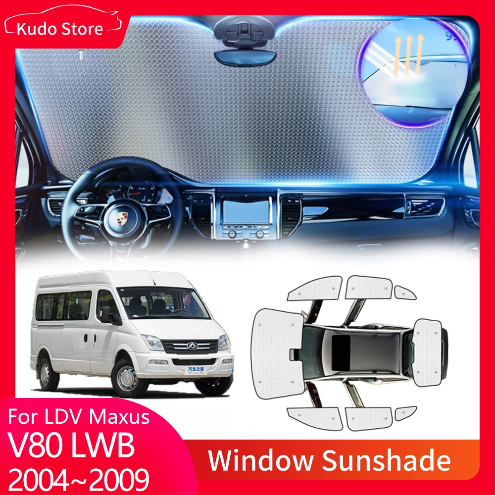 Full Coverage Sunshades for LDV Maxus V80 LD100 LWB 2004~2009 Rear Windshields Sun Visor Mats Front Windows Curtains Accessories