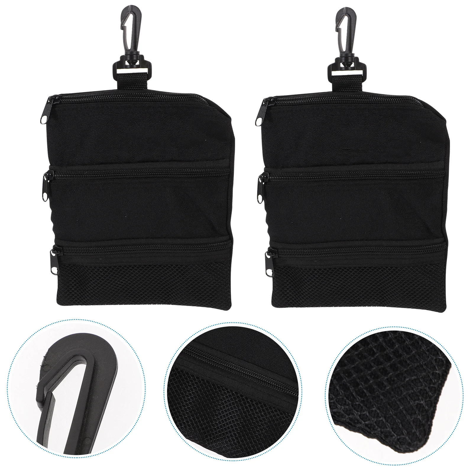 

2Pcs Versatile Golf Tee Storage Pouch Strong Fabric Reusable Organizer for Balls Tees Gear Multiple Zip Closures Secure