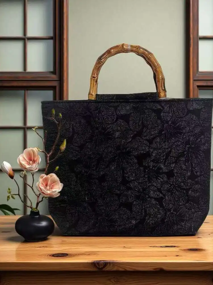 New Chinese Style National Trend Handbag Bamboo Node Retro Large Capacity Hanfu  Tote Bag Chinese Handbag