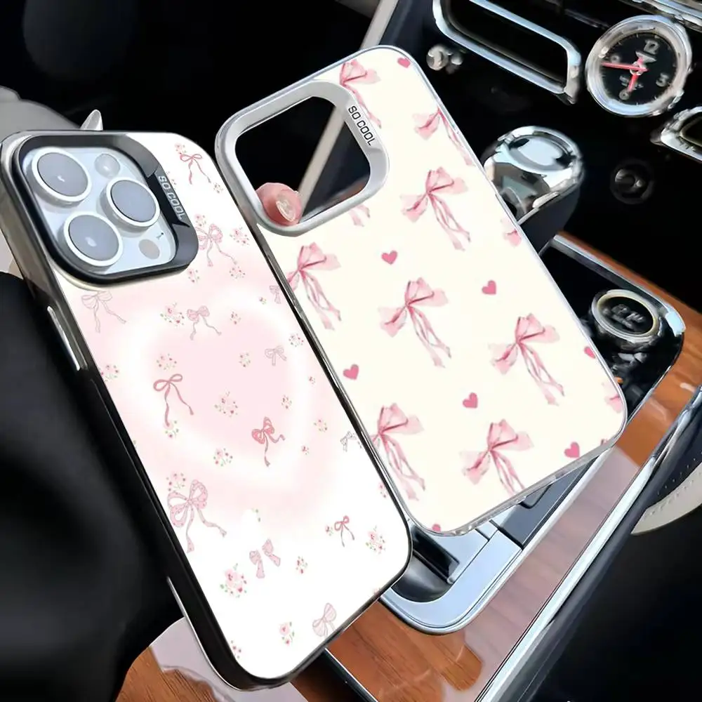 

Bowknot Pattern Phone Case For iPhone 16,15,14,13,12,11,Mini,Pro,MAX White Matte Shockproof Cover