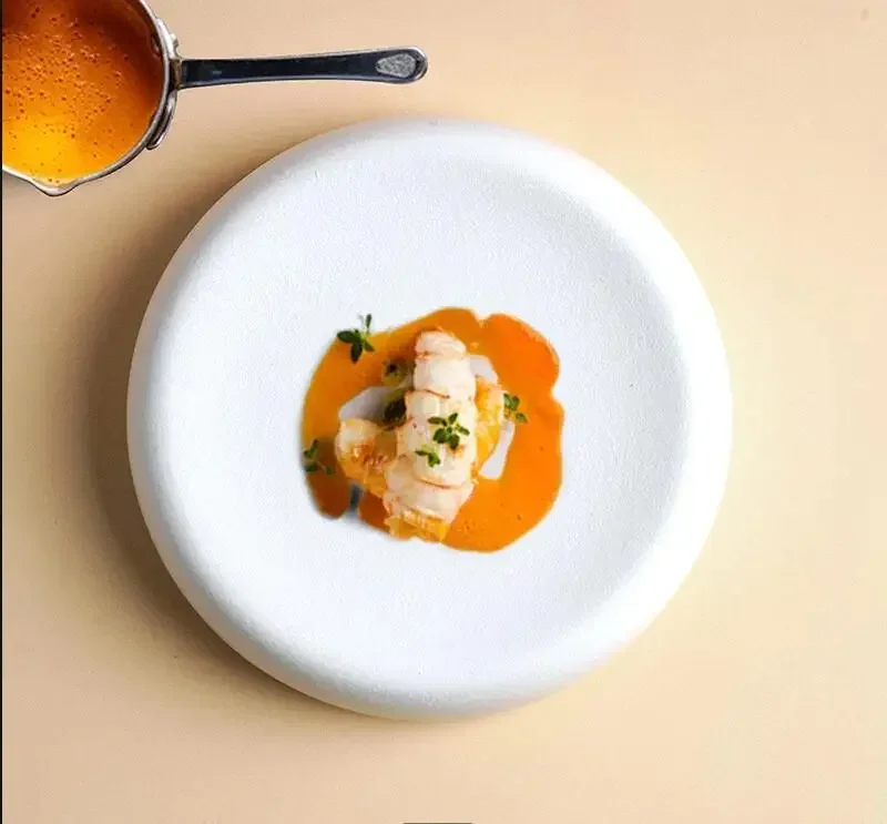 

3/5 дюймов однотонная круглая керамическая тарелка десертная тарелка креативное украшение для ресторана для гурманов десертная тарелка домашняя обеденная тарелка