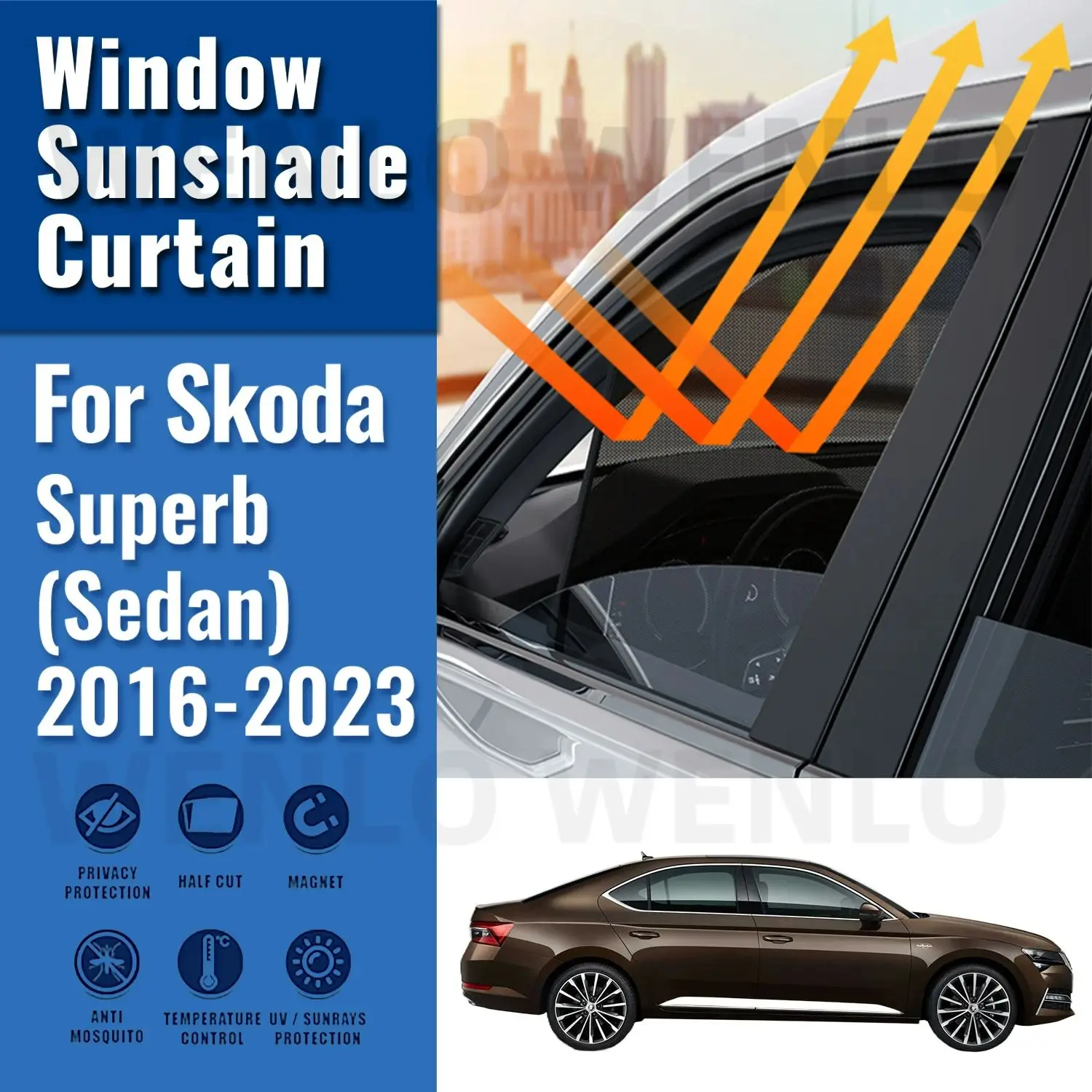 

For Skoda Superb B8 Mk3 2016-2023 Magnetic Car Sunshade Visor Front Rear Windshield Curtain Side Window Sun Shade