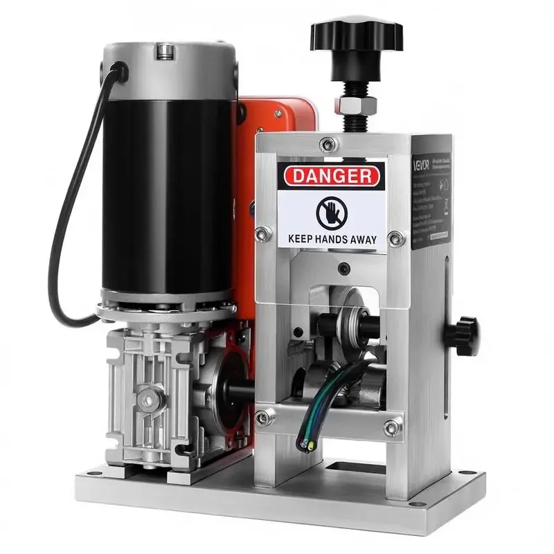 Dénudeur de fils électriques, 1,5–40 mm, 400 W, dénudeur de câbles motorisé, dénudeur de fils 9,84 IPS (15 m/min) avec lames, rouleaux en forme de V, ventilateur de refroidissement, machine à dénuder les câbles