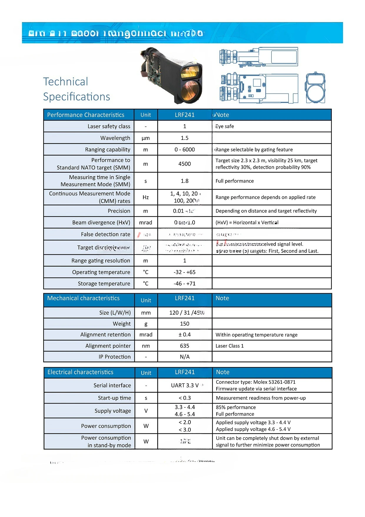 Geeignet für Langstrecken-Laser-Entfernungsmessmodul 6000 M 200 Hz UAV-Pod-Entfernungssensor