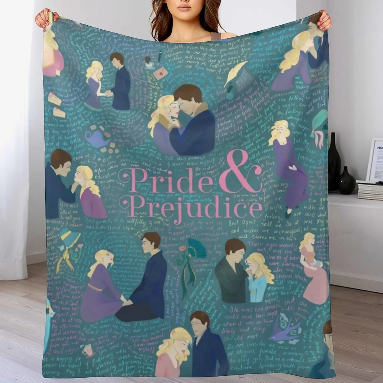 Pride and Prejudice Throw Blanket blankets and throws wednesday Blankets