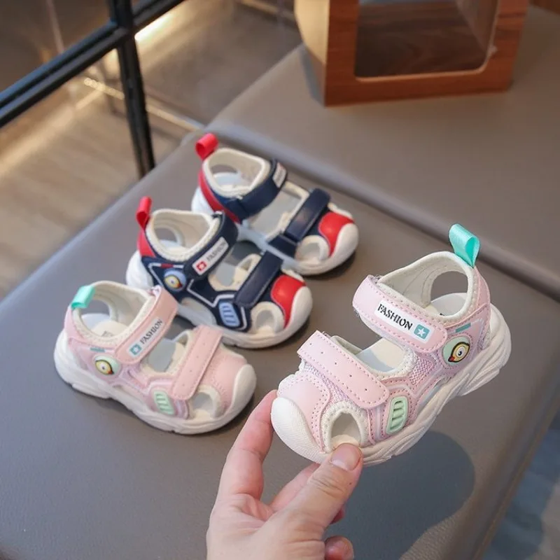 Unisex Children Sandals for Toddlers Boys Girls 2026 Summer Kids Beach Shoes Anti-kick Toe-covered Cut-outs Breathable Cute Soft