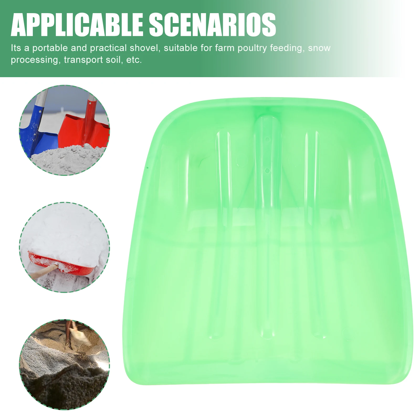 Head Replaceable Durable Ice Snow Shovel Outdoor Snow Removal Tool For Driveway Farm Feeding Portable Plastic Shovel Attachment