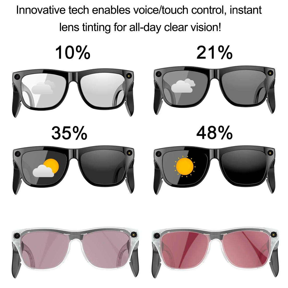 

Новые умные очки с изменением цвета, AI, Bluetooth, 8 МП камера, запись фото/видео, водонепроницаемые, звонки по Bluetooth, умные солнцезащитные очки