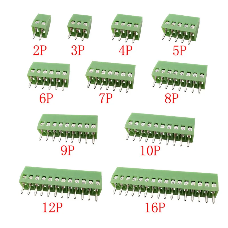 10Pcs KF128 2.54mm Pitch Mini PCB Screw Terminal Blocks Connector 2/3/4/5/6/7/8/9/10/12/16 Pin Screws Terminals For 26-18AWG DIY