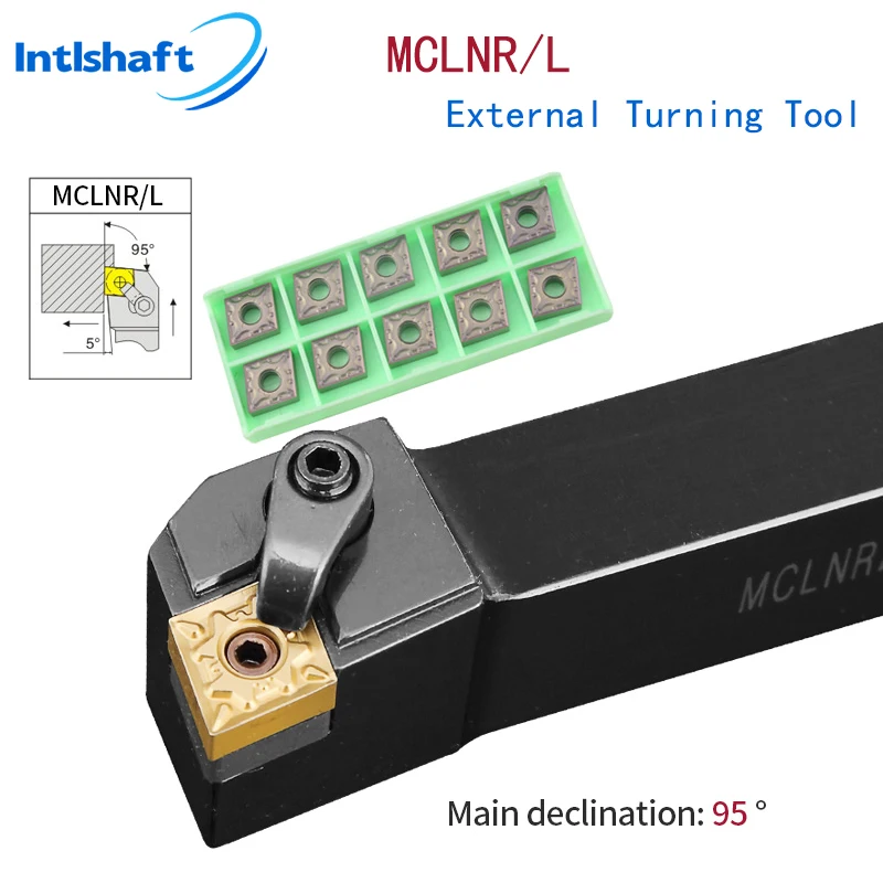 Intlshaft  MCLNR1616 MCLNR2020 MCLNR2525 External Triangul Turning Tool Holder CNMG Carbide Inserts Lathe Cutting Tools Set