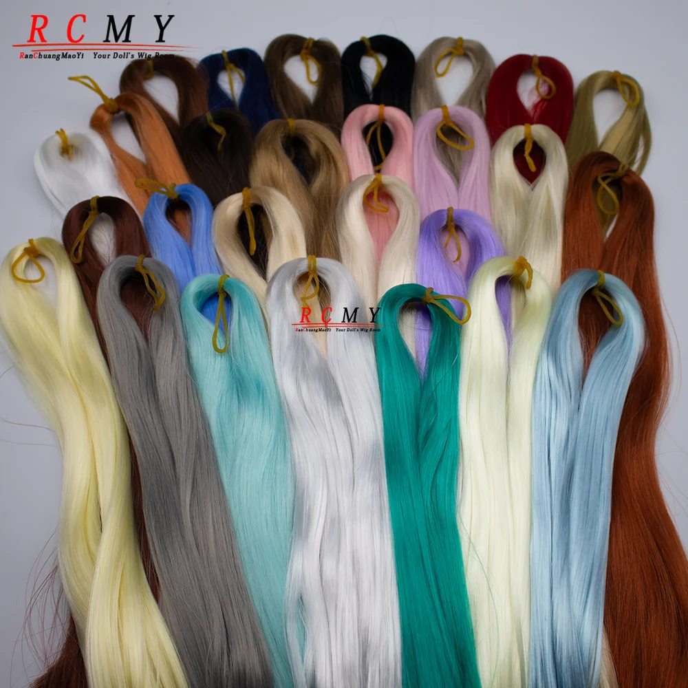 RCMY Milk Silk Doll Hair BJD SD Doll 80CM/40 White Black Hair Row  Anti Mohair Wig Synthesis Handmade Hook Transplant Material