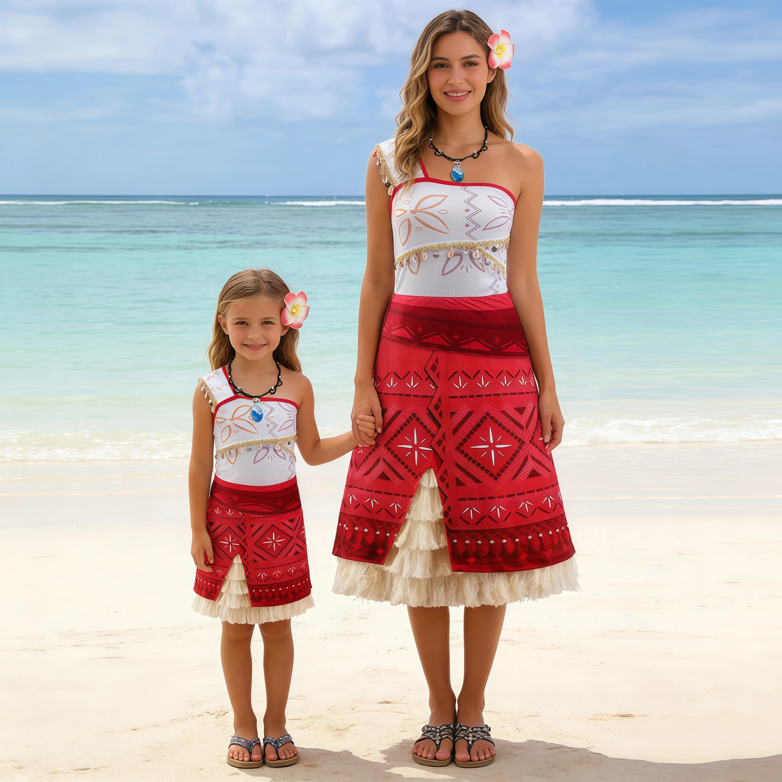 Kids Girls Adults Women Moana Princess Parents-Kids Costume Dress For Family Halloween Carnival Mother-Daughter Matching Outfits