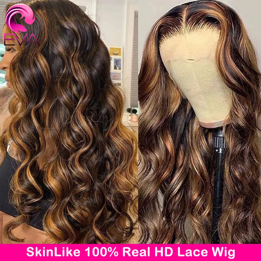 

36 Inch Colored Highlight Human Hair Wigs Body Wave 13x4 13x6 HD Lace Frontal Wig For Women Ombre 5x5 6x6 HD Lace Closure Wigs
