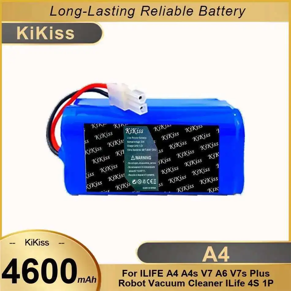 

Long-Lasting Battery For Ilife A4 A4s V7 A6 V7s Plus Robot Vacuum Cleaner 4S 1P Full Capacity 4600Mah