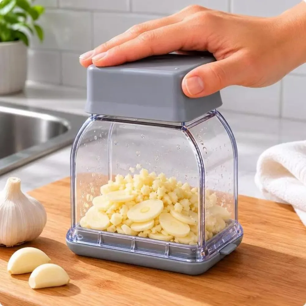 Manual Garlic Chopper Compact Handheld Garlic Mincer Food Prep Tool Detachable Stainless Steel Blades for Kitchen Ginger Tools