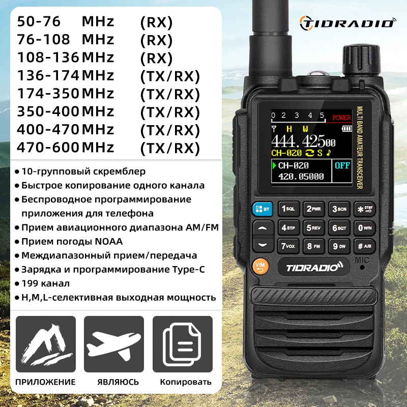 TIDRADIO TD H3 Professional Walkie Talkie Long Range Portable Radio USB Type-C Programming &Charge Air Band Radio HAM