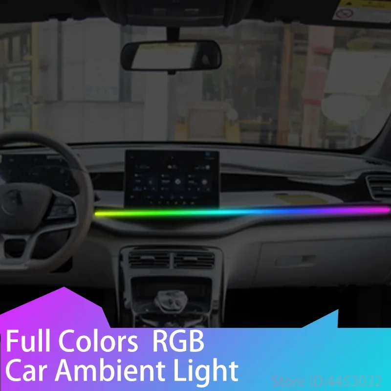 For BYD seagull atto 3 seal dolphin Car LED Ambient Light Dashboard Lights RGB Hidden Lamp 64 colors USB App Remote Control 1.1m