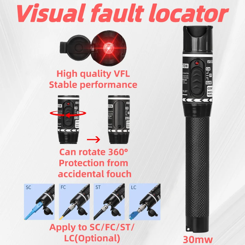 

Высококачественный Визуальный дефектоскоп FTTH волоконно-оптический кабель тестовый инструмент 1/10/20/30/50 мВт (опционально) VFL 2,5 мм (SC/FC/ST) интерфейс