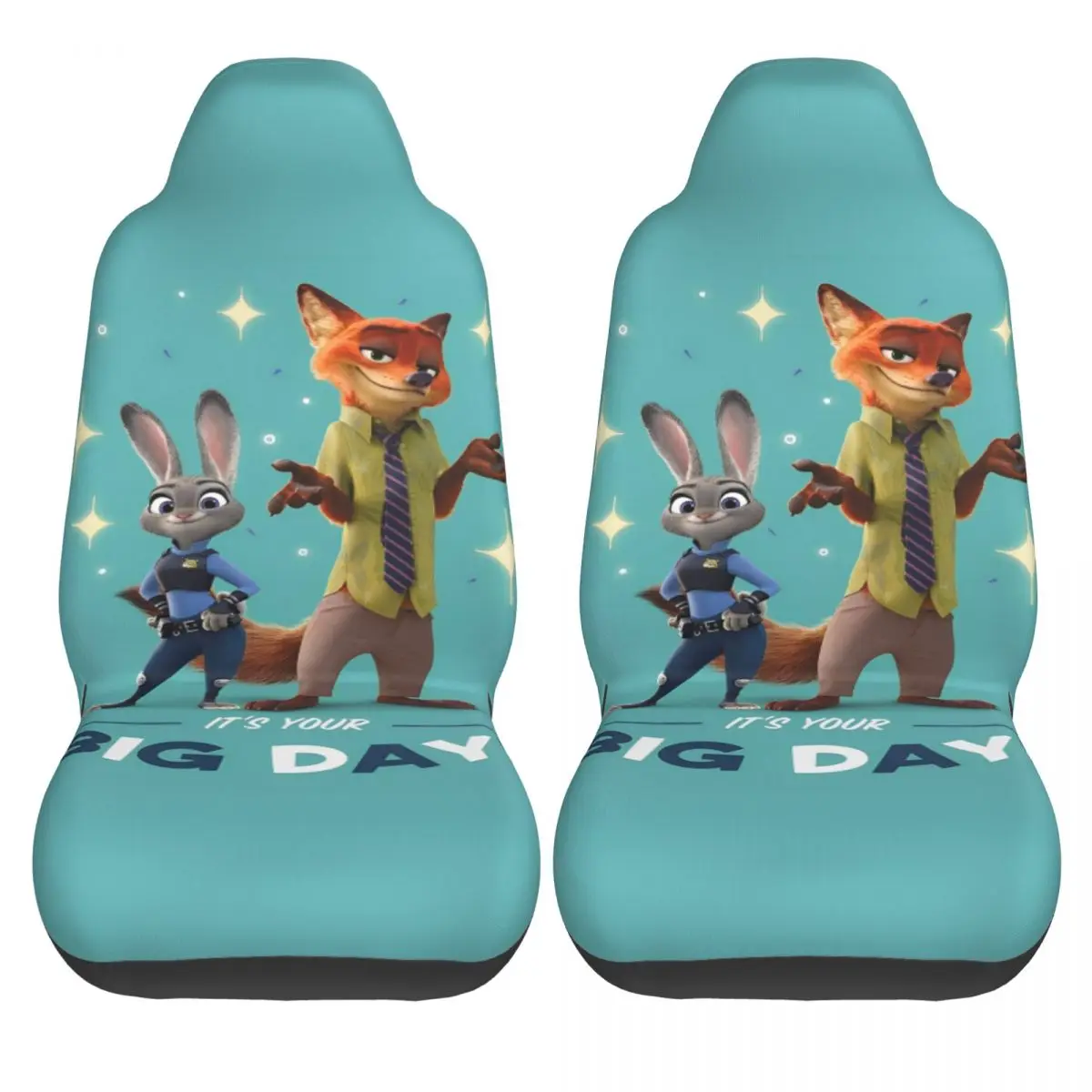 

Zootopia 2 Car Seat Covers It's Your Big Day Polyester Breathable Auto Seat Covers 2 Pcs Vintage Summer Cover
