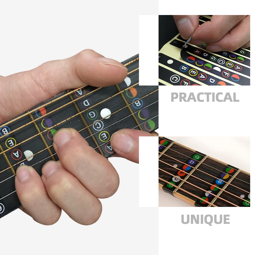 

6 Sheets Guitar Sticker Cover Fret Band Stickers Bass Fretboard Inlay Decals Music Notes Mosaic