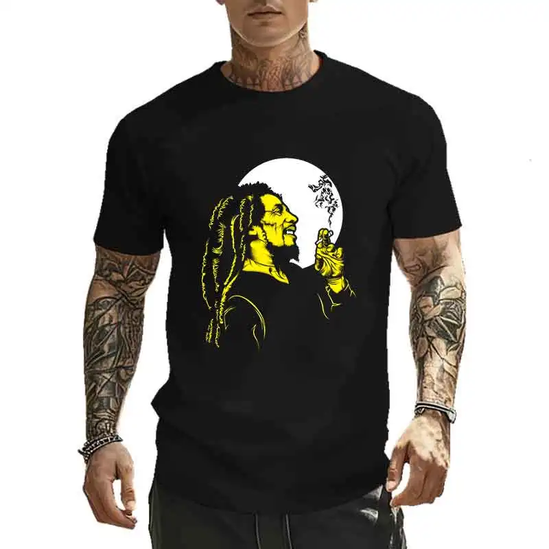 

Summer Men's 100% Cotton Casual Sports Loose Moon People Printed Comfortable Round Neck Short Sleeve T-shirt Tops