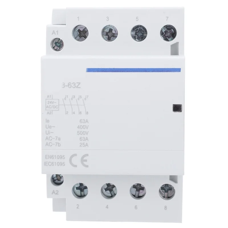 BCH8-63 4NO Household Voltage Contactor 63A 400V AC/DC Electronic Modular Coil SwitchAC/DC 24V