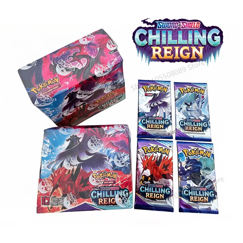 

360Pcs English Pokemon TCG Sword & Shield Chilling Reign Booster Box Trading Card Game Children Collectible Pokemon Cards Toy