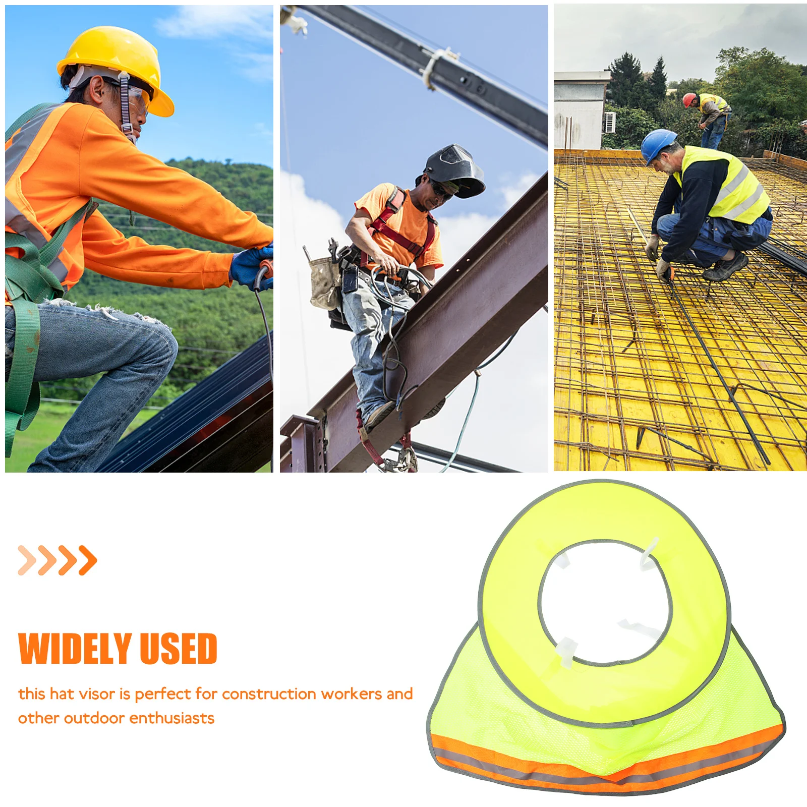 

Sunshade Hat Brim Hard Mesh UV Protection Construction Hats Fluorescent Green Reflective Strips Cooling Safety Outdoor