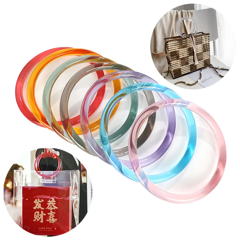 1Pcs Acrylic Round Bag Handle Transparent Colored Purse Frames Clasp Handbag Sewing Brackets Handles Bag Accessories 9/10/12.5cm