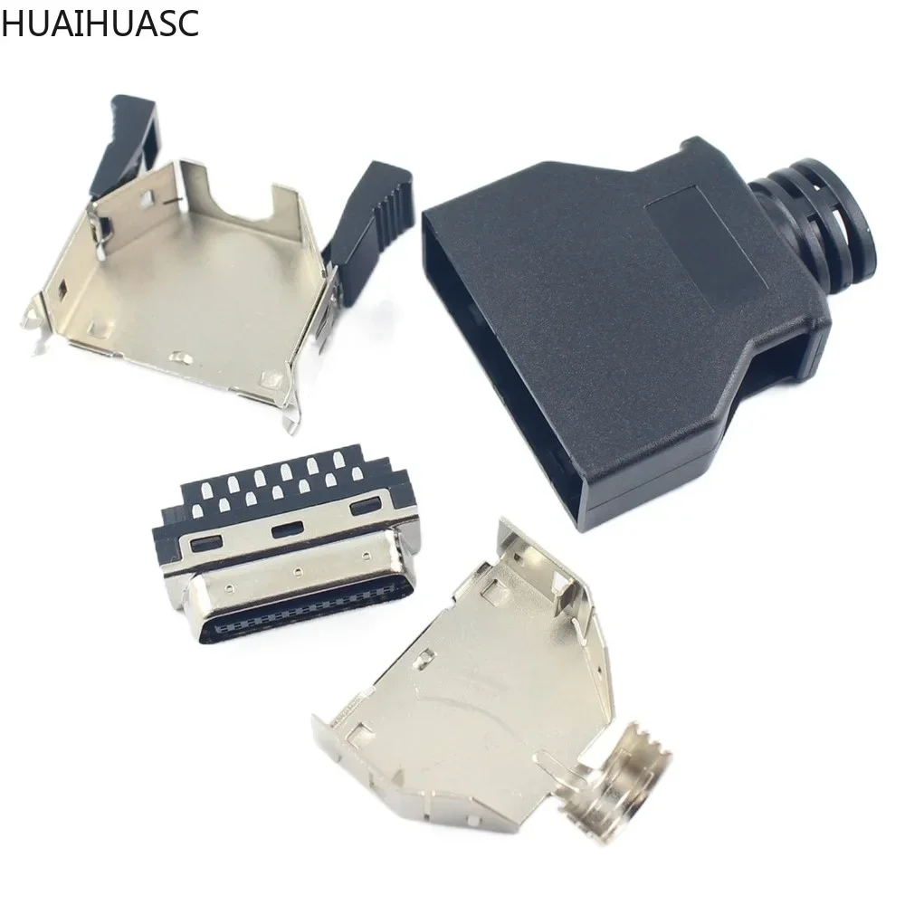 5pcs SCSI 26 Pin MDR Male CN Solder Plug Connector Shell Kit shield For Cable Assembly