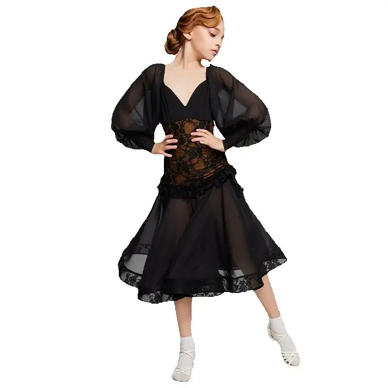 Waltz Ballroom Dans Professionele Jurken Meisjes Latin Danswedstrijd Jurk Kinderwedstrijd Danskostuum SL12612