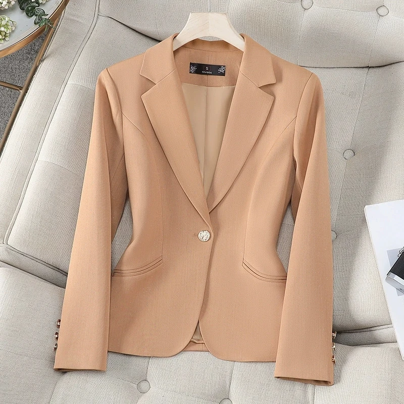 2025 printemps automne femmes Blazer veste dames noir kaki rouge bouton unique femme affaires travail porter costume formel manteau vêtements d'extérieur