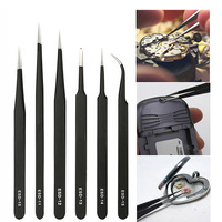 Precision Tweezers Set ESD Anti-Static Stainless Steel Tweezers Repair Tools for Electronics Repair Soldering Craft Tools