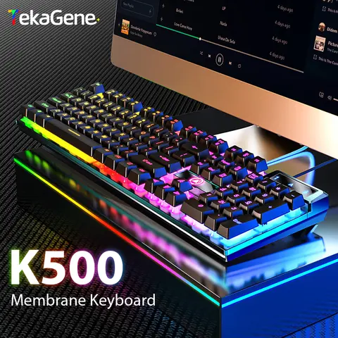 K500 유선 키보드 Windows 및 IOS 컴퓨터 노트북 용 사무용 게임용 키보드 104 키 기계식 감각 멤브레인 키보드