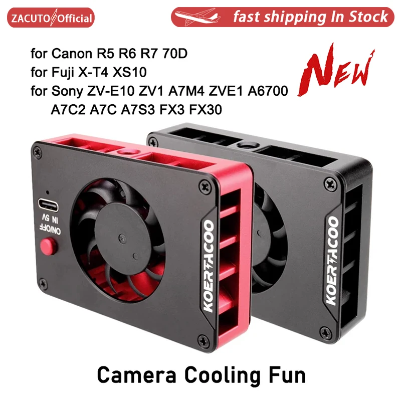 

KOERTACOO Camera Cooling System Heat Sink Cooling Fan For Sony Canon FUJIFILM Camera ZV-E1 FX30 A7M4 A7S3 R7 R6 XT4 XS10