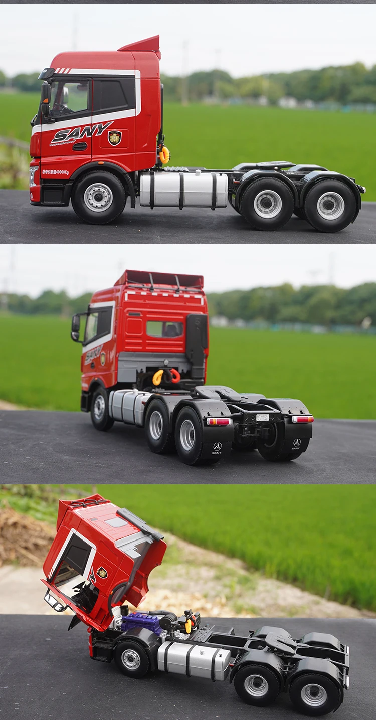 Tractor SANY Original 1:24, versión Yingjie, Tractor de aleación, camión pesado, vehículo de construcción, modelo, adorno de coche