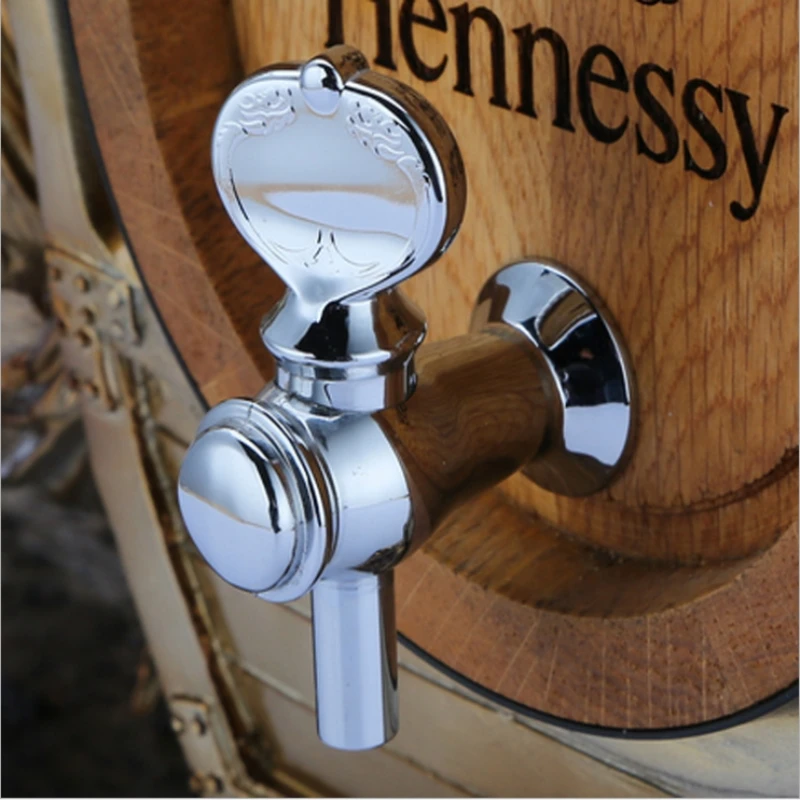 1pc ABS Chrome Finish Beverage On Wooden Barrel Glass Bottle Faucet Miniature Tap Bibcocks 12mm