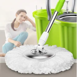 Round Head for Mop Made of Microfiber, Set of 2 Pieces Squeeze Mop Floor Home and Kitchen Washing with Clamp Holder Head