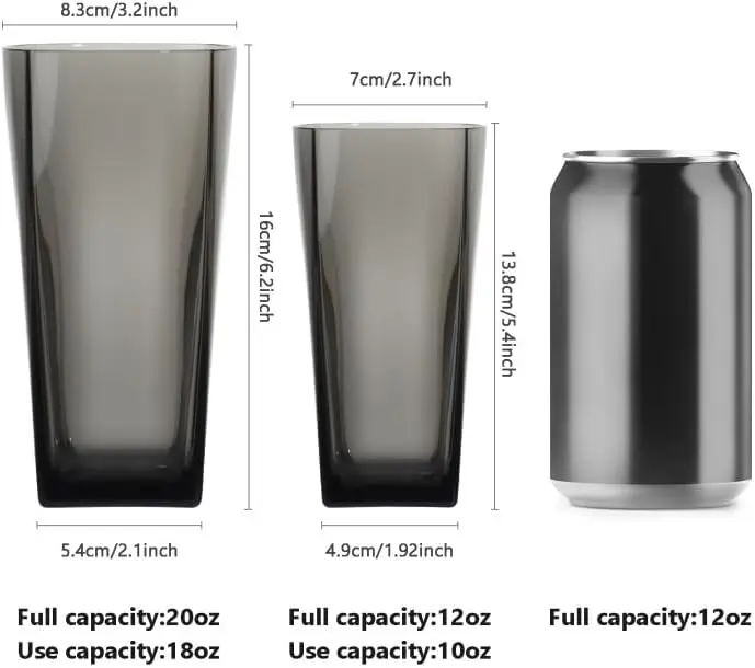 Copos de água plásticos de 20 oz, conjunto de 4 copos transparentes inquebráveis copos de vinho de suco reutilizáveis acrílicos transparentes para casa p