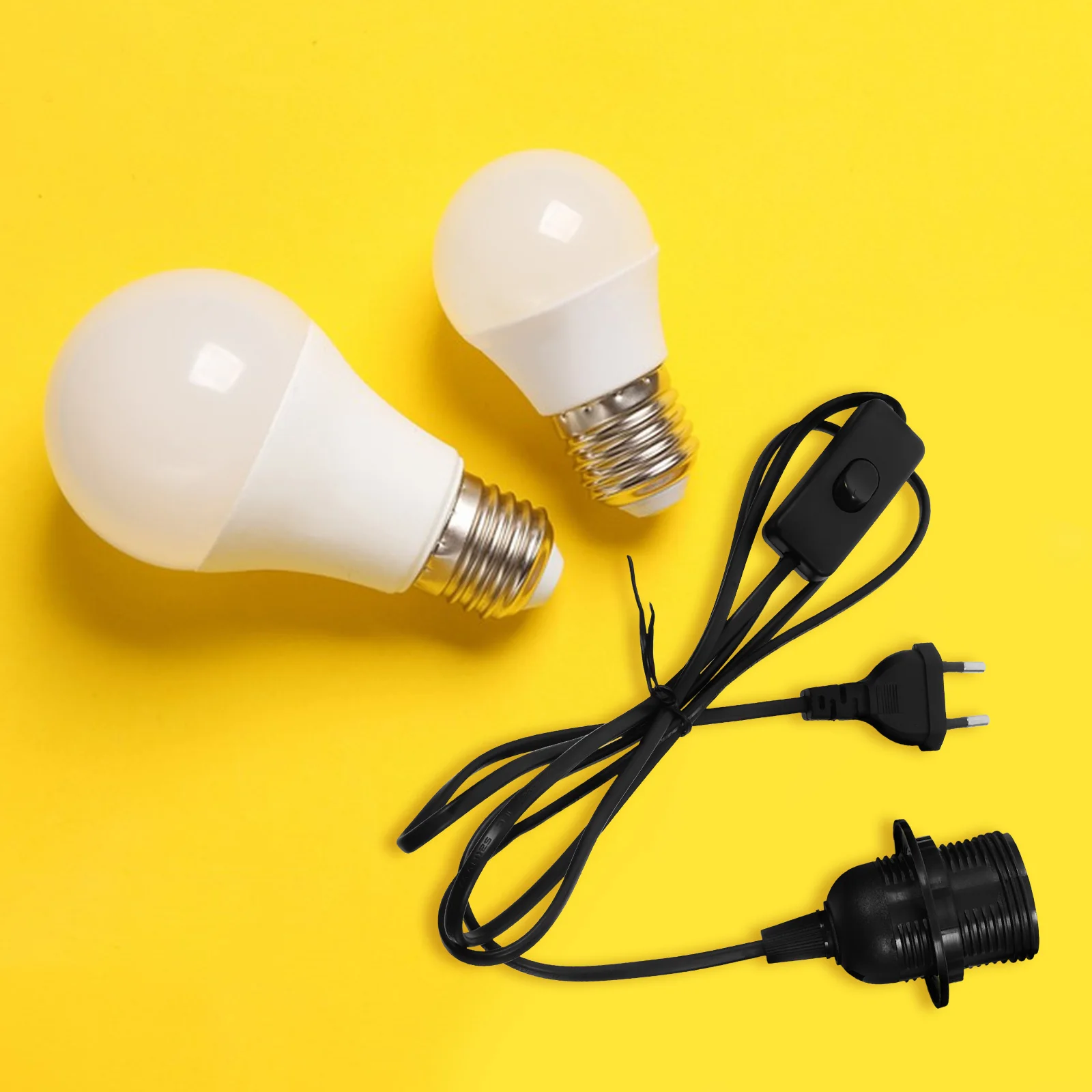 

1.8m Double Round Plug Switch Light Cord Cable E27 Socket Resistant Easy on Off for Bedroom Kitchen Living Room