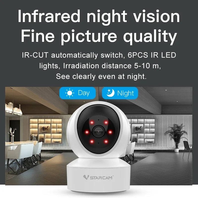 Vstarcam CS49Q Home Security Camera 360° / 1296P/2560P HD 2.4G/5G WiFi Night Vision IP Detect Alarm Webcam Video Baby Monitor