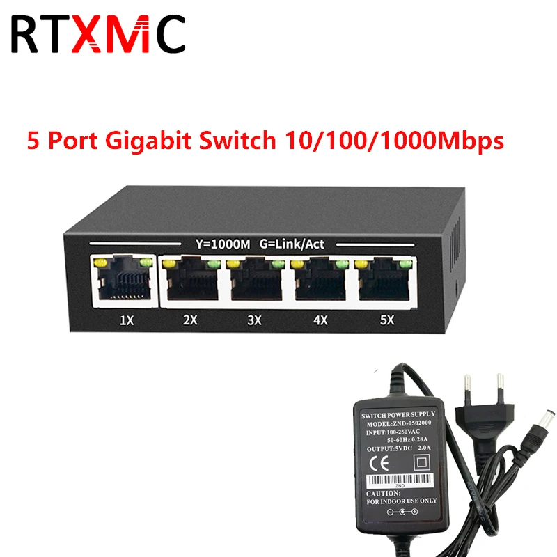 5ポート、8ポートのギガビットスイッチ、デスクトップ用rj45イーサネットスマートスイッチ、10-100-1000mbps-lanハブ、インターネット分配器