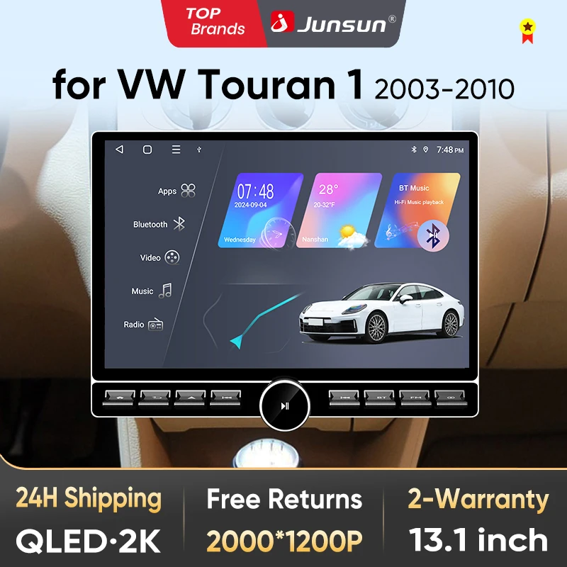 Junsun – autoradio QLED sans fil CarPlay Android Auto, 13.1 pouces, pour Volkswagen Touran 1 2003-2010, systèmes intelligents DSP SWC RDS GPS