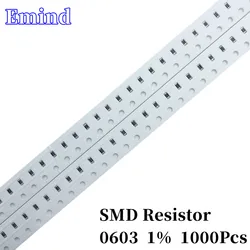 1000 pz 0603 1% resistore Smd 10R 12 15 24 33 36 43 47 51 68 180Ohm 1K 1.2 2 2.2 2.4 3 3.3 3.6 4.3 4.7 5.1 6.2 10K 6.8 K 1M