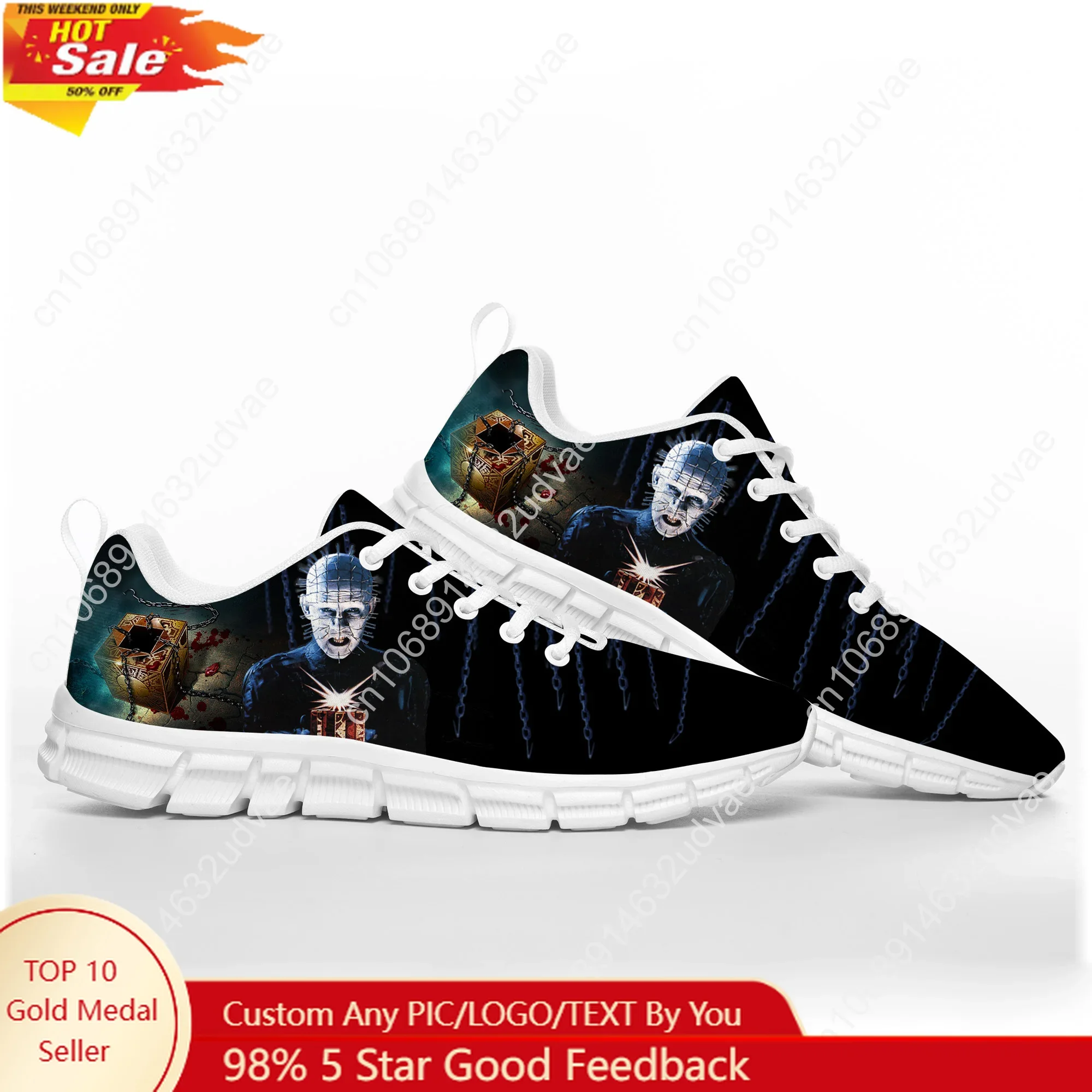 

Hellraiser Sports Shoes Mens Womens Teenager Sneakers Footwear Casual Custom Made Couple Shoes White